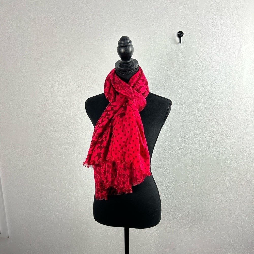 Banana Republic Women's Pink Houndstooth Polka Dot Scarf lightweight One Size